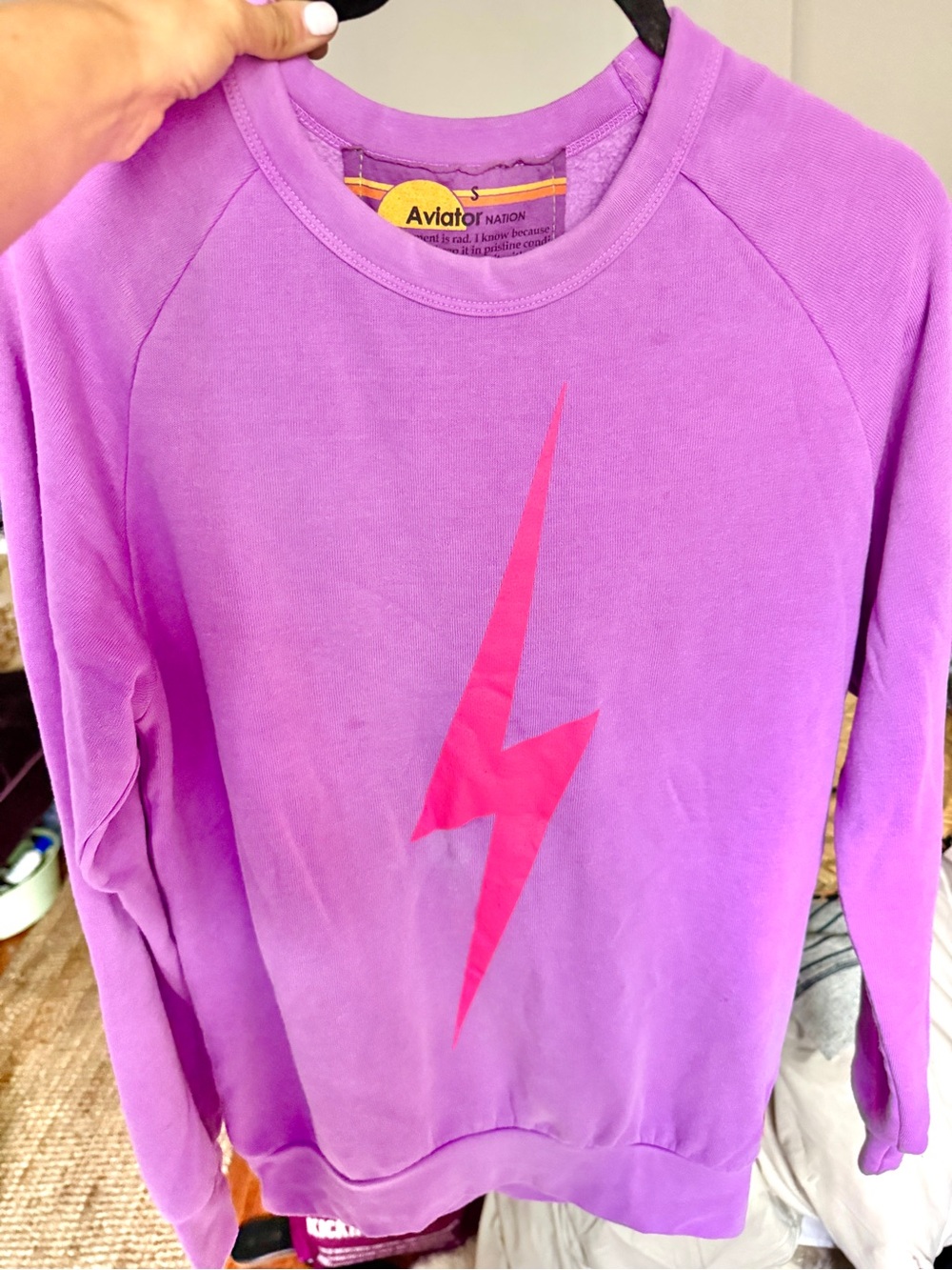 Aviator Nation Purple Crewneck with Pink Lightning Bolt Set - Picture 3 of 11